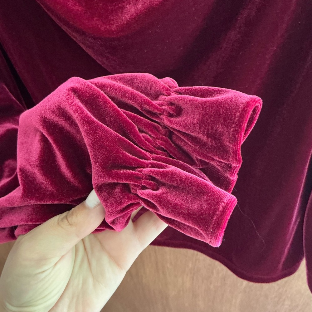 CeCe Velvet V-Neck Blouse - Berry - Picture 3 of 3
